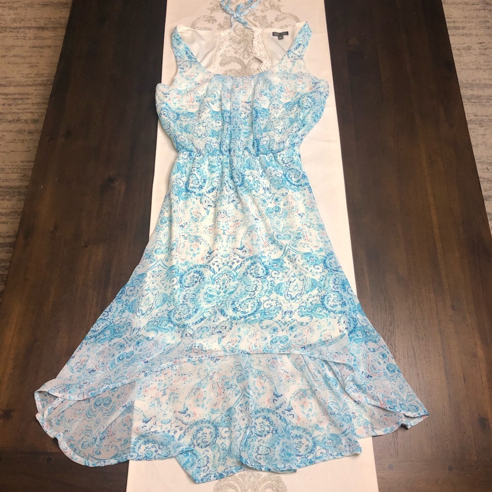 Lily Rose high low tie back aqua dress small